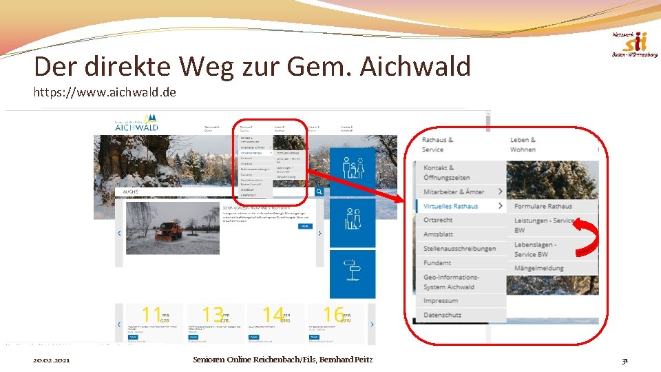 Der direkte Weg zur Gem. Aichwald https: //www. aichwald. de 20. 02. 2021 Senioren