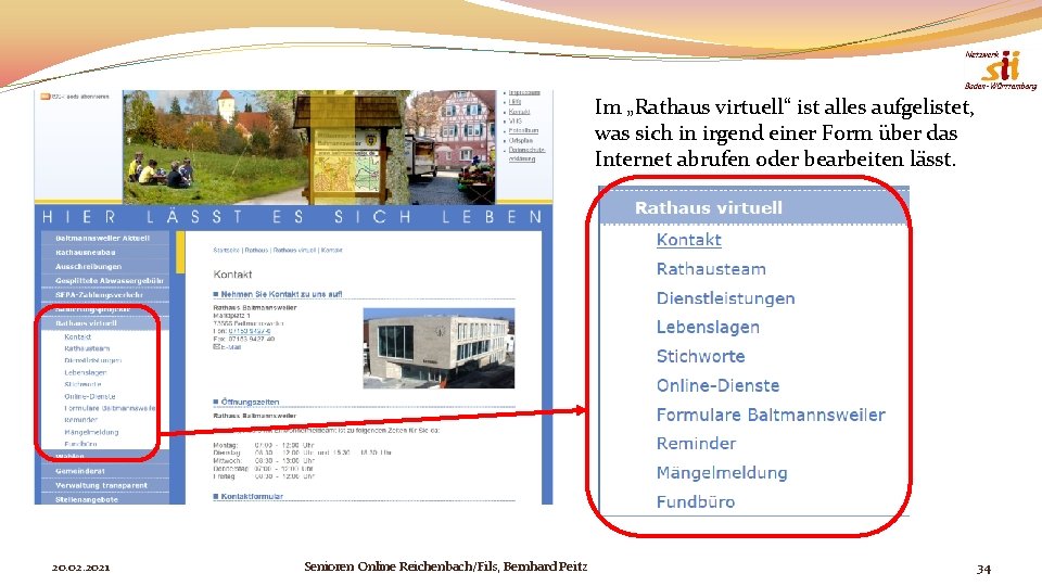 Im „Rathaus virtuell“ ist alles aufgelistet, was sich in irgend einer Form über das