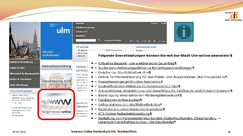 Ulm direkt 20. 02. 2021 Senioren Online Reichenbach/Fils, Bernhard Peitz 42 