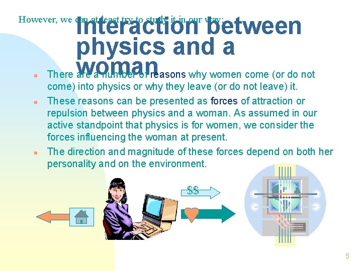 Interaction between physics and a There woman are a number of reasons why women