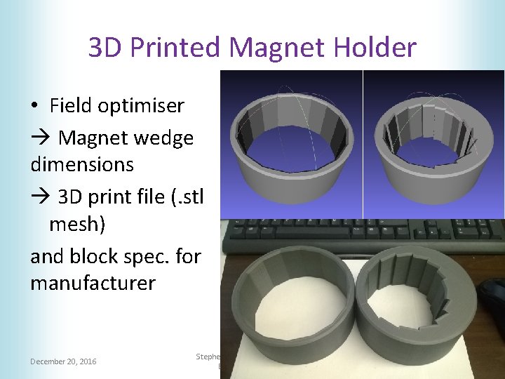 3 D Printed Magnet Holder • Field optimiser Magnet wedge dimensions 3 D print