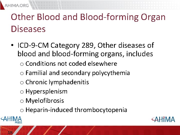 Other Blood and Blood-forming Organ Diseases • ICD-9 -CM Category 289, Other diseases of