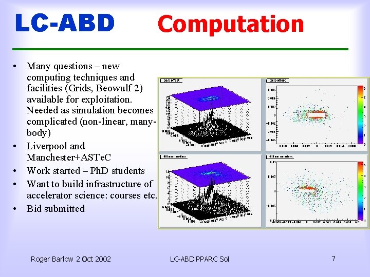 LC-ABD Computation • Many questions – new computing techniques and facilities (Grids, Beowulf 2)