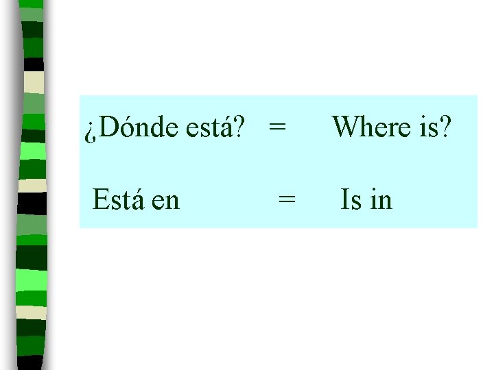 ¿Dónde está? = Está en = Where is? Is in 