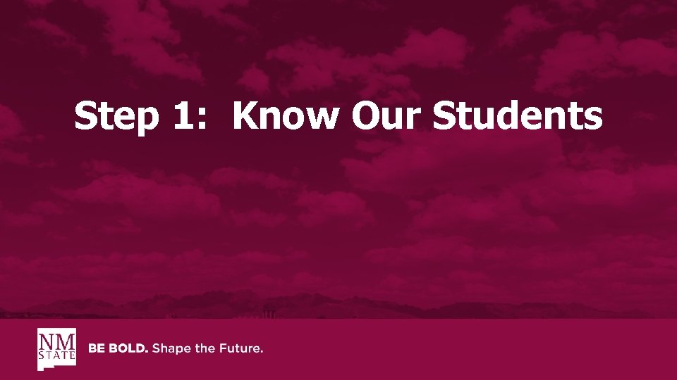 Step 1: Know Our Students 