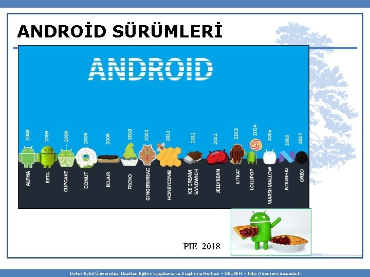 ANDROİD SÜRÜMLERİ PIE 2018 Dokuz Eylül Üniversitesi Uzaktan Eğitim Uygulama ve Araştırma Merkezi –