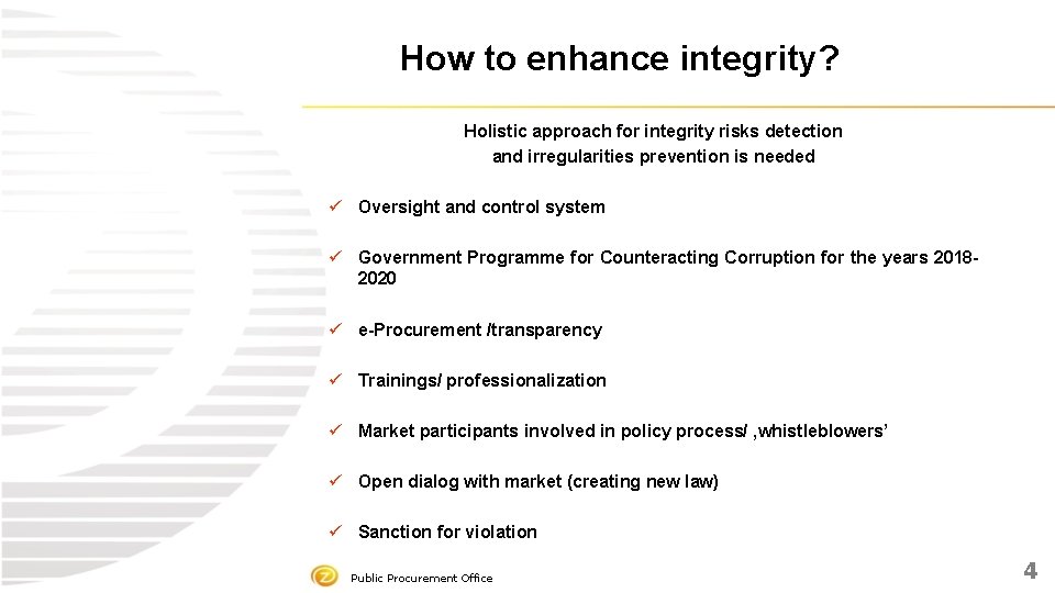How to enhance integrity? Holistic approach for integrity risks detection and irregularities prevention is