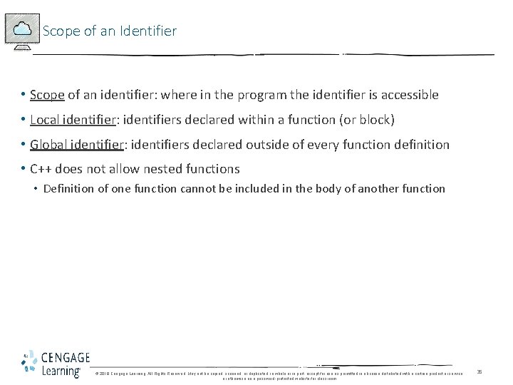 Scope of an Identifier • Scope of an identifier: where in the program the