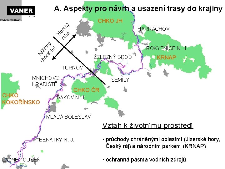 A. Aspekty pro návrh a usazení trasy do krajiny H re ors lié ký