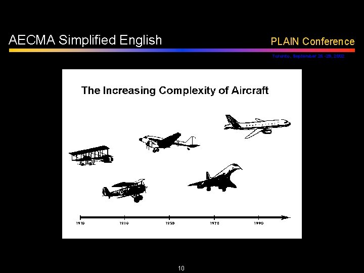 AECMA Simplified English PLAIN Conference Toronto, September 26 -29, 2002 10 