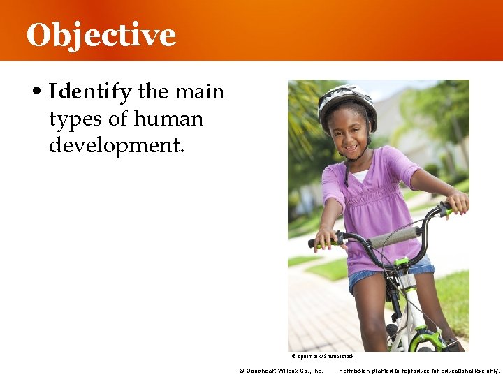 Objective • Identify the main types of human development. © spotmatik/Shutterstock © Goodheart-Willcox Co.