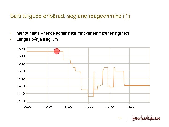 Balti turgude eripärad: aeglane reageerimine (1) • • Merko näide – teade kahtlastest maavahetamise