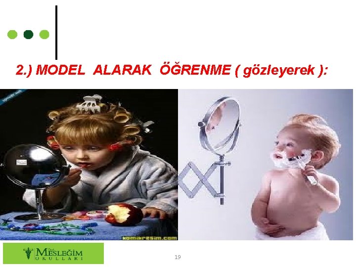 2. ) MODEL ALARAK ÖĞRENME ( gözleyerek ): 19 