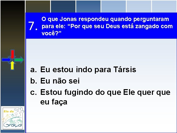 7. a. b. c. O que Jonas respondeu quando perguntaram para ele: “Por que