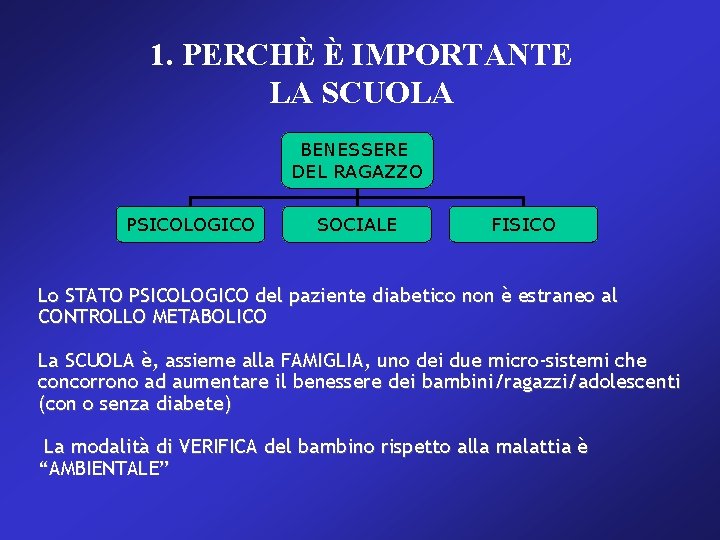 1. PERCHÈ È IMPORTANTE LA SCUOLA BENESSERE DEL RAGAZZO PSICOLOGICO SOCIALE FISICO Lo STATO