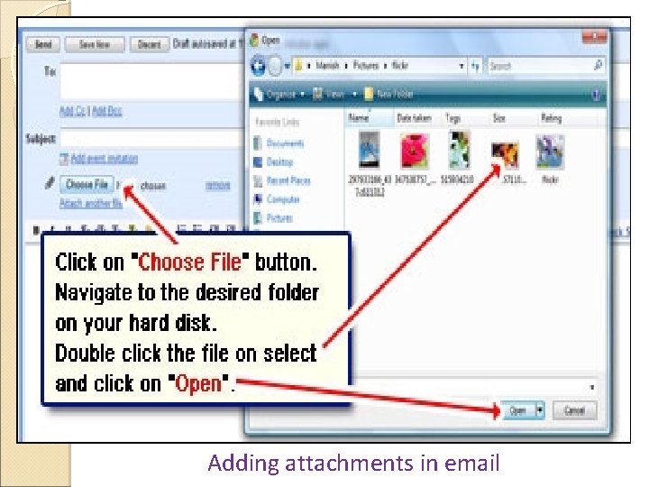 Adding attachments in email 
