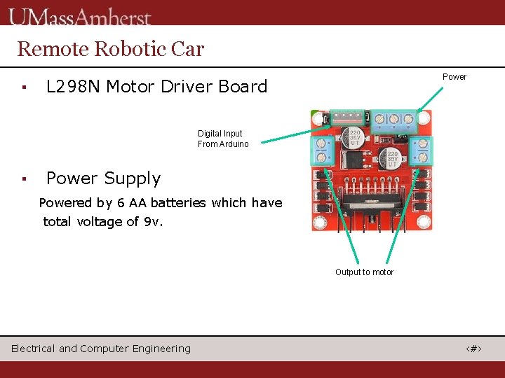Remote Robotic Car ▪ Power L 298 N Motor Driver Board Digital Input From