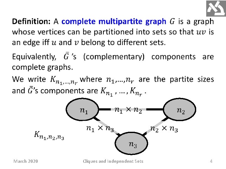  March 2020 Cliques and Independent Sets 4 