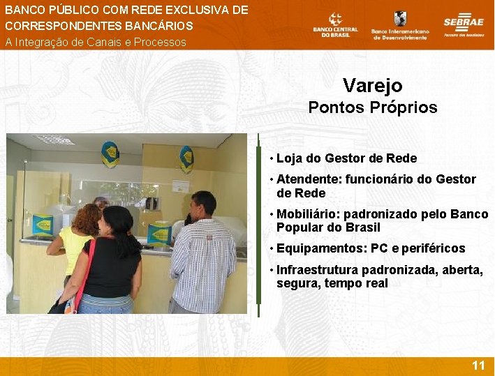 BANCO PÚBLICO COM REDE EXCLUSIVA DE CORRESPONDENTES BANCÁRIOS A Integração de Canais e Processos