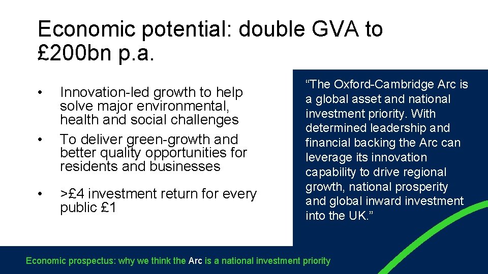 Economic potential: double GVA to £ 200 bn p. a. • • • Innovation-led