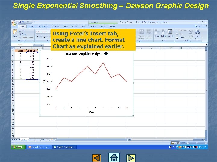 Single Exponential Smoothing – Dawson Graphic Design Using Excel’s Insert tab, create a line