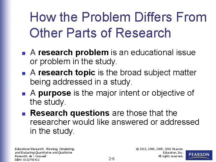 How the Problem Differs From Other Parts of Research n n A research problem