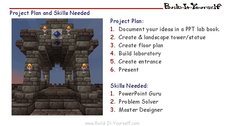 Project Plan and Skills Needed Project Plan: 1. Document your ideas in a PPT