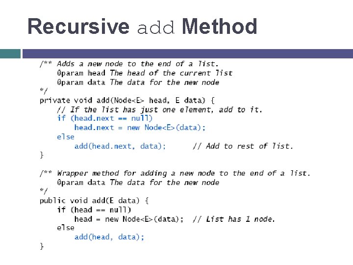 Recursive add Method 