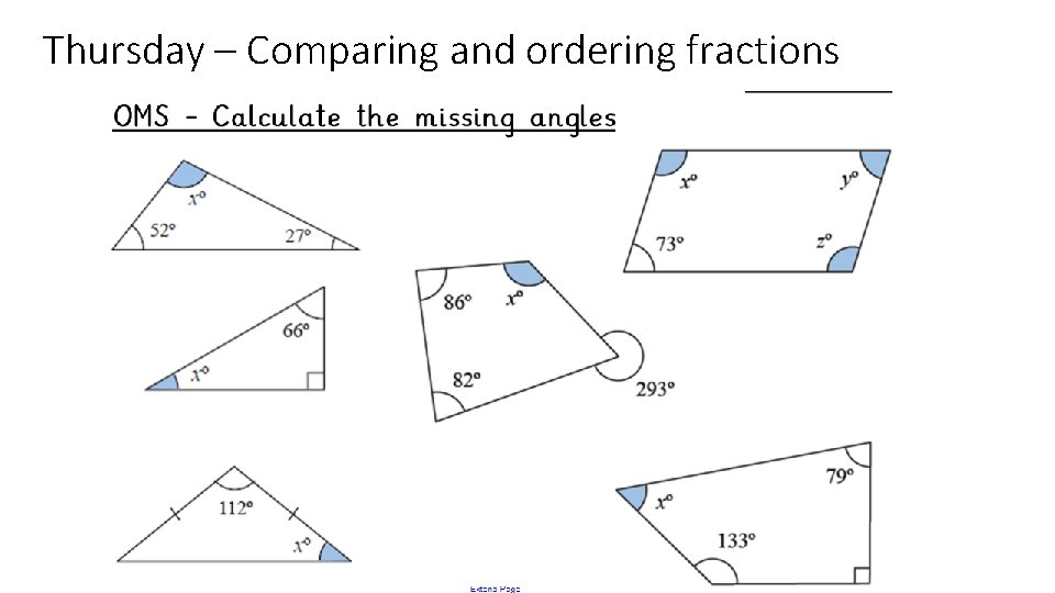 Thursday – Comparing and ordering fractions 