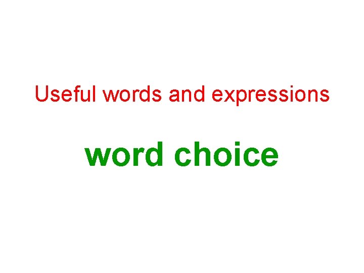Useful words and expressions word choice Useful words and expressions word choice