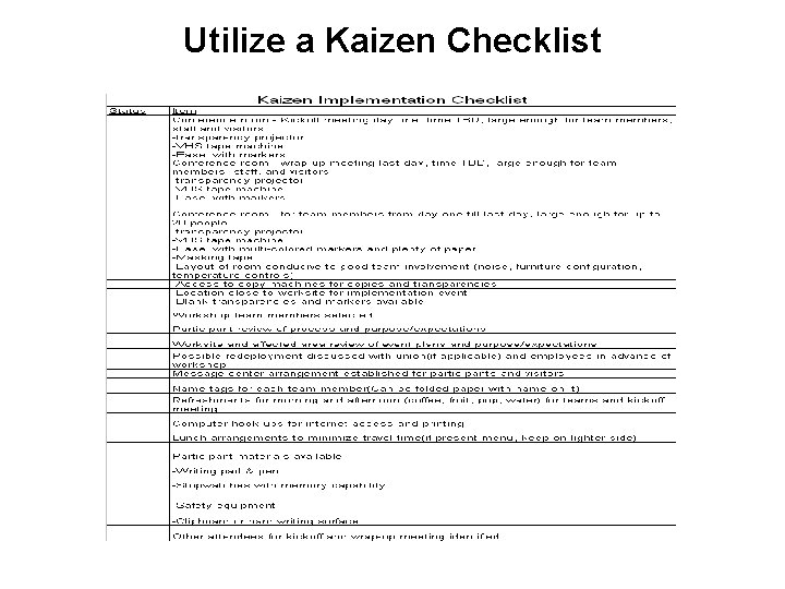 Utilize a Kaizen Checklist 