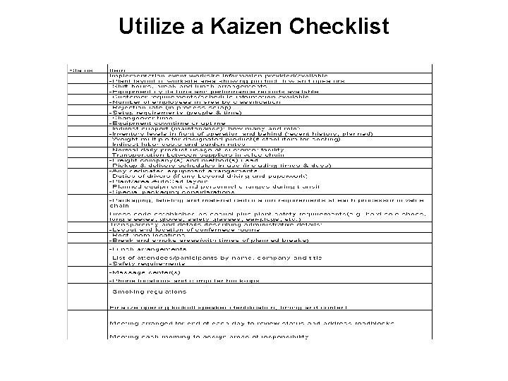 Utilize a Kaizen Checklist 