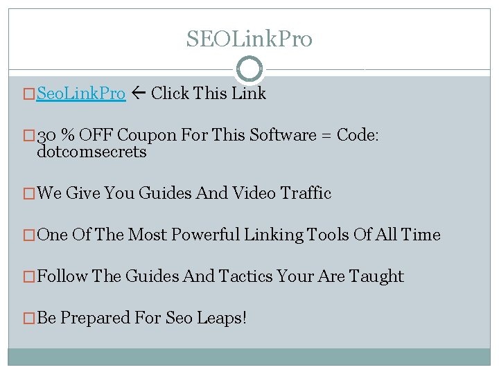 SEOLink. Pro �Seo. Link. Pro Click This Link � 30 % OFF Coupon For