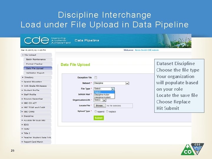 Discipline Interchange Load under File Upload in Data Pipeline Dataset Discipline Choose the file