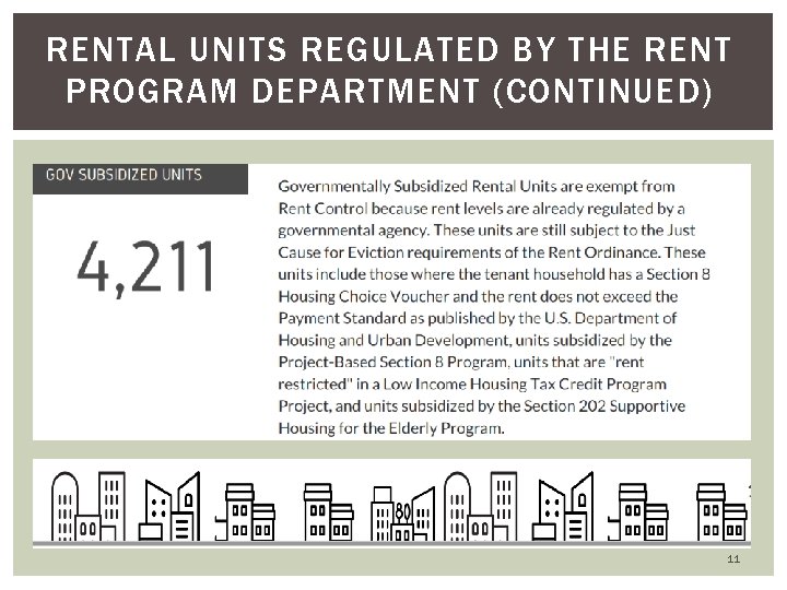 RENTAL UNITS REGULATED BY THE RENT PROGRAM DEPARTMENT (CONTINUED) 11 