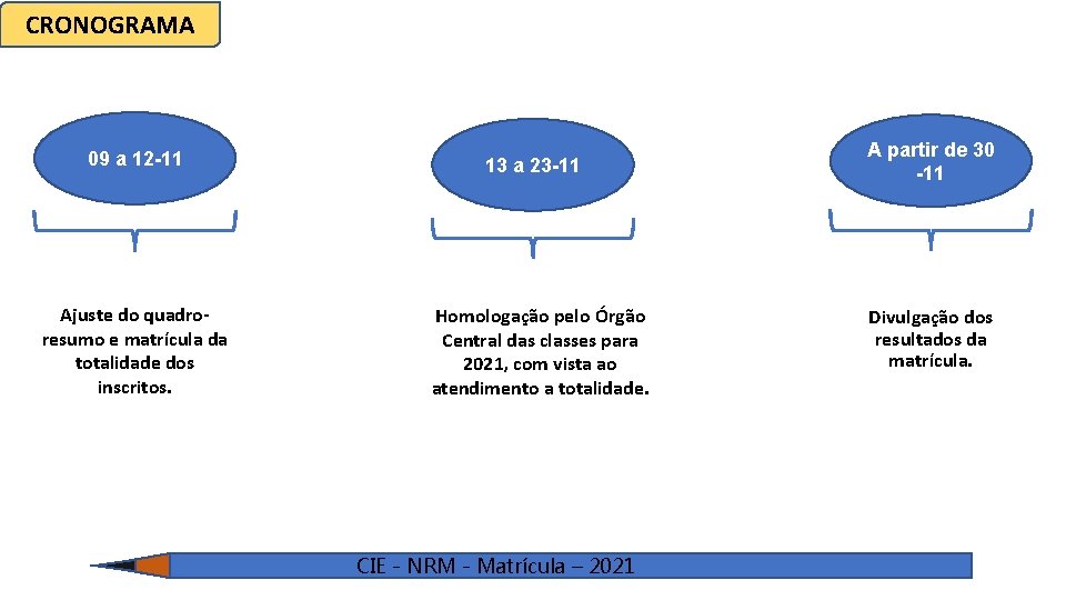 CRONOGRAMA 09 a 12 -11 Ajuste do quadroresumo e matrícula da totalidade dos inscritos.