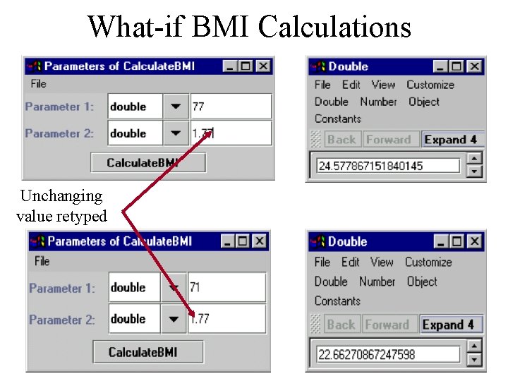 What-if BMI Calculations Unchanging value retyped 