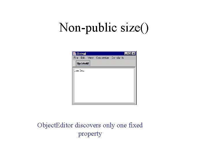 Non-public size() Object. Editor discovers only one fixed property 