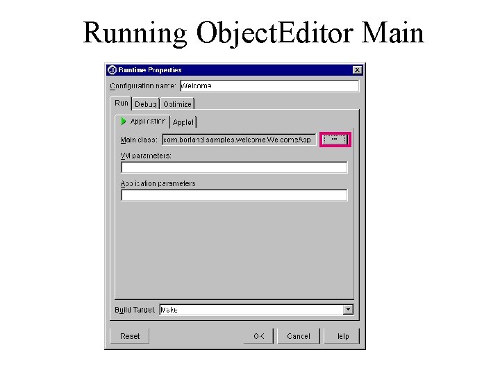 Running Object. Editor Main 