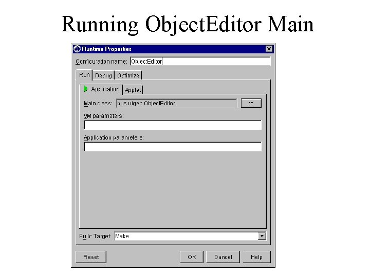 Running Object. Editor Main 