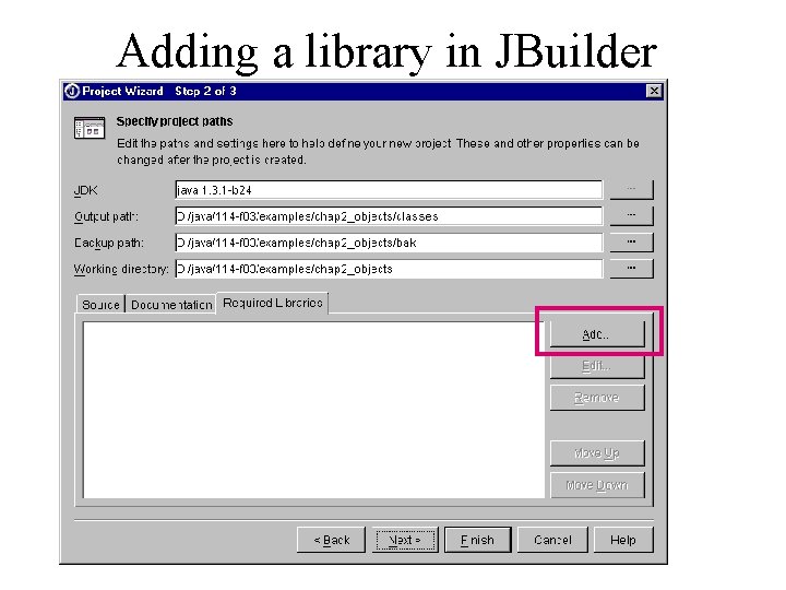 Adding a library in JBuilder 