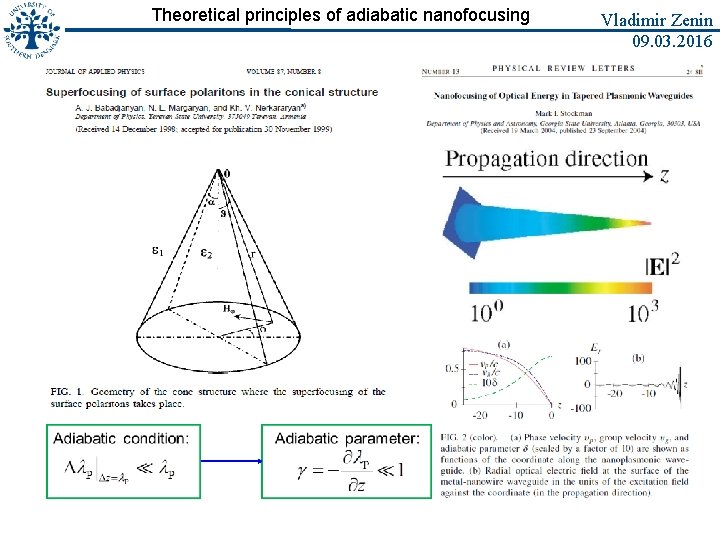 Theoretical principles of adiabatic nanofocusing Vladimir Zenin 09. 03. 2016 