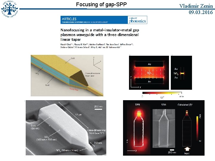 Focusing of gap-SPP Vladimir Zenin 09. 03. 2016 