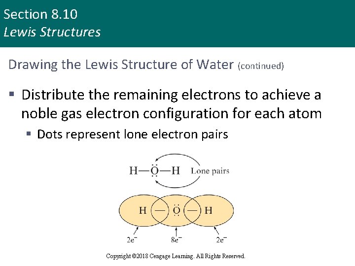Section 8. 10 Lewis Structures Drawing the Lewis Structure of Water (continued) § Distribute