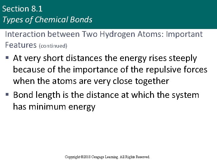 Section 8. 1 Types of Chemical Bonds Interaction between Two Hydrogen Atoms: Important Features