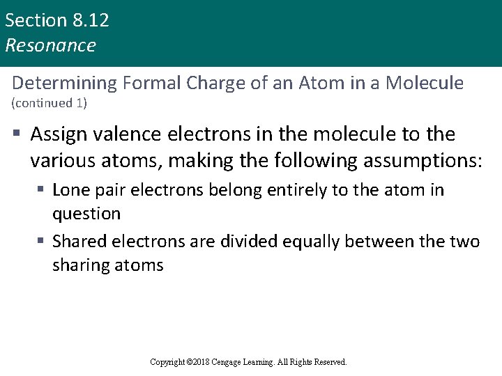 Section 8. 12 Resonance Determining Formal Charge of an Atom in a Molecule (continued