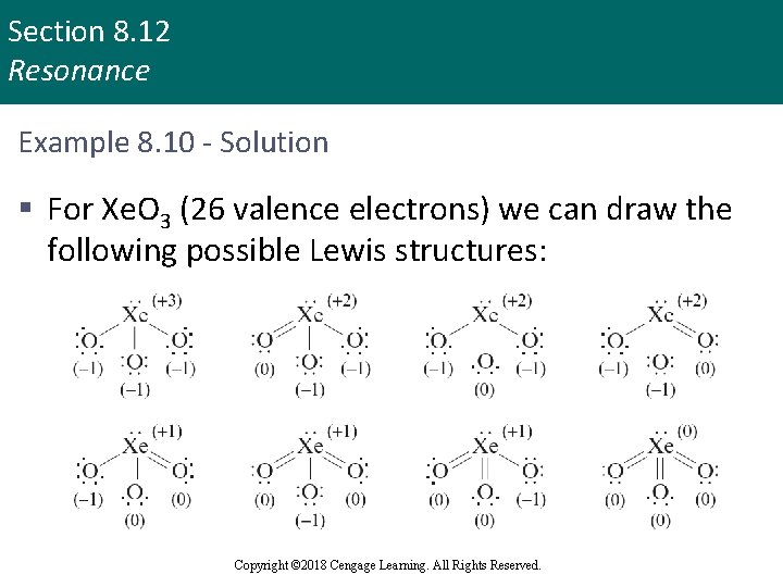 Section 8. 12 Resonance Example 8. 10 - Solution § For Xe. O 3