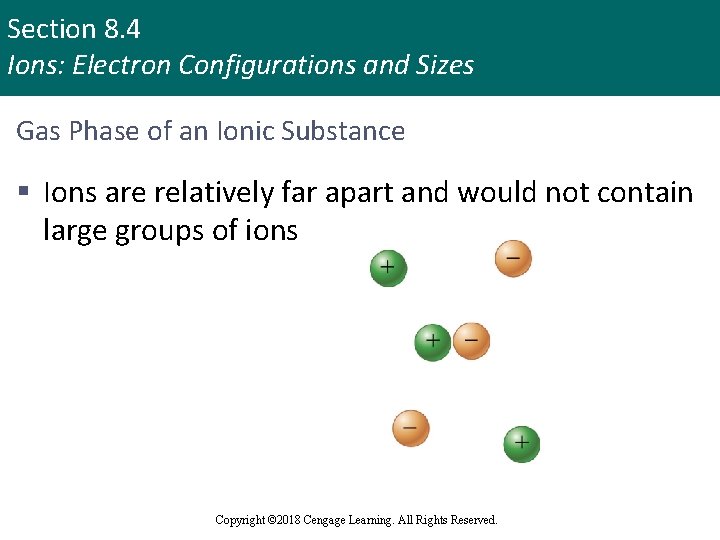 Section 8. 4 Ions: Electron Configurations and Sizes Gas Phase of an Ionic Substance
