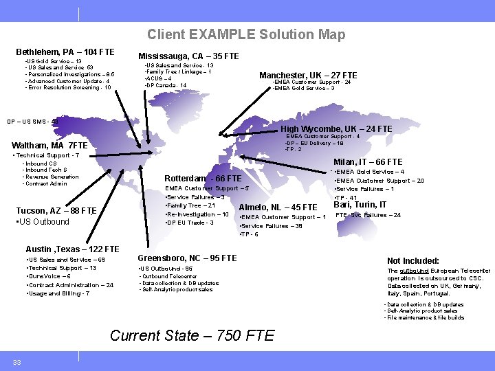 Client EXAMPLE Solution Map Bethlehem, PA – 104 FTE • US Gold Service –