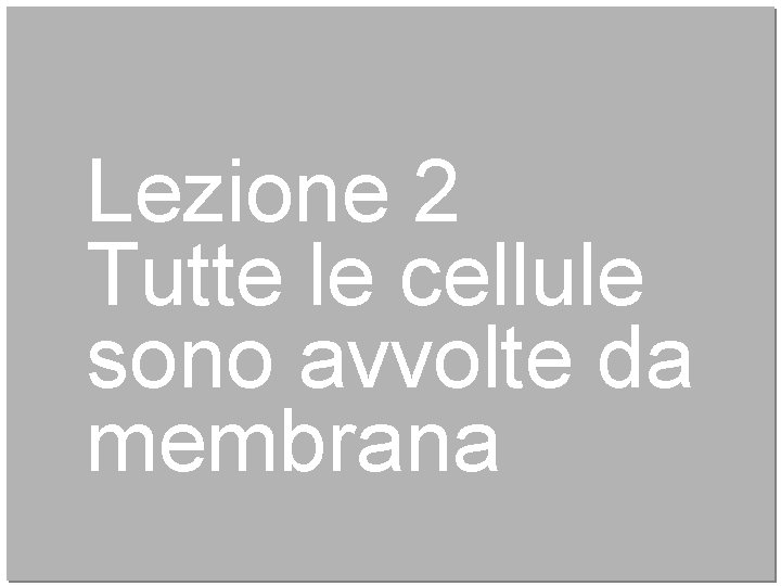 Lezione 2 Tutte le cellule sono avvolte da membrana 